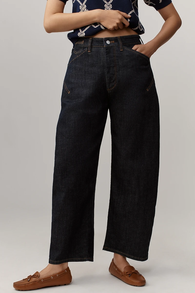 The Kayden Clean High-Rise Barrel Jeans by Pilcro