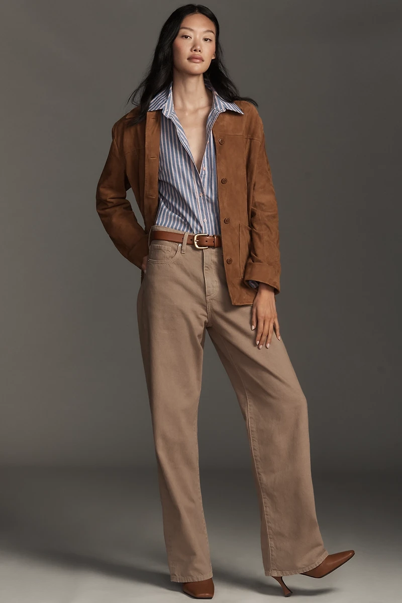 Outland Denim Olive Mid-Rise Wide-Leg Jeans