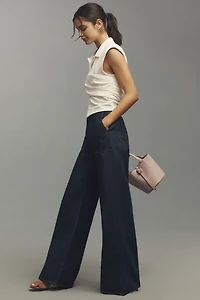 7 For All Mankind Lotta Linen Blend High-Rise Wide-Leg Jeans