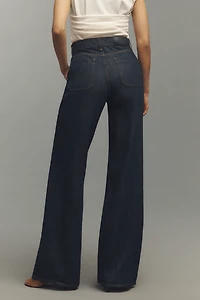 7 For All Mankind Lotta Linen Blend High-Rise Wide-Leg Jeans