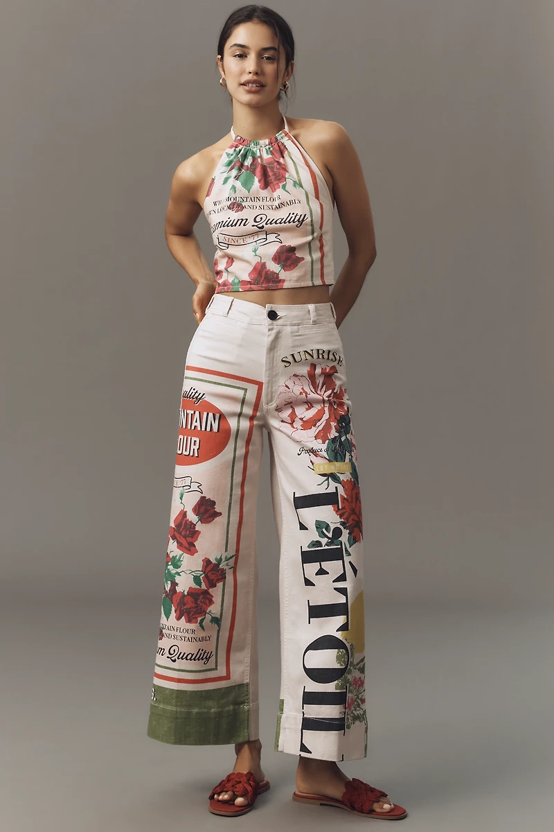 The Ettie Printed High-Rise Crop Pants by Maeve