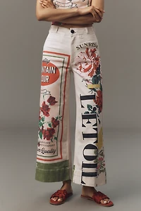 The Ettie Printed High-Rise Crop Pants by Maeve