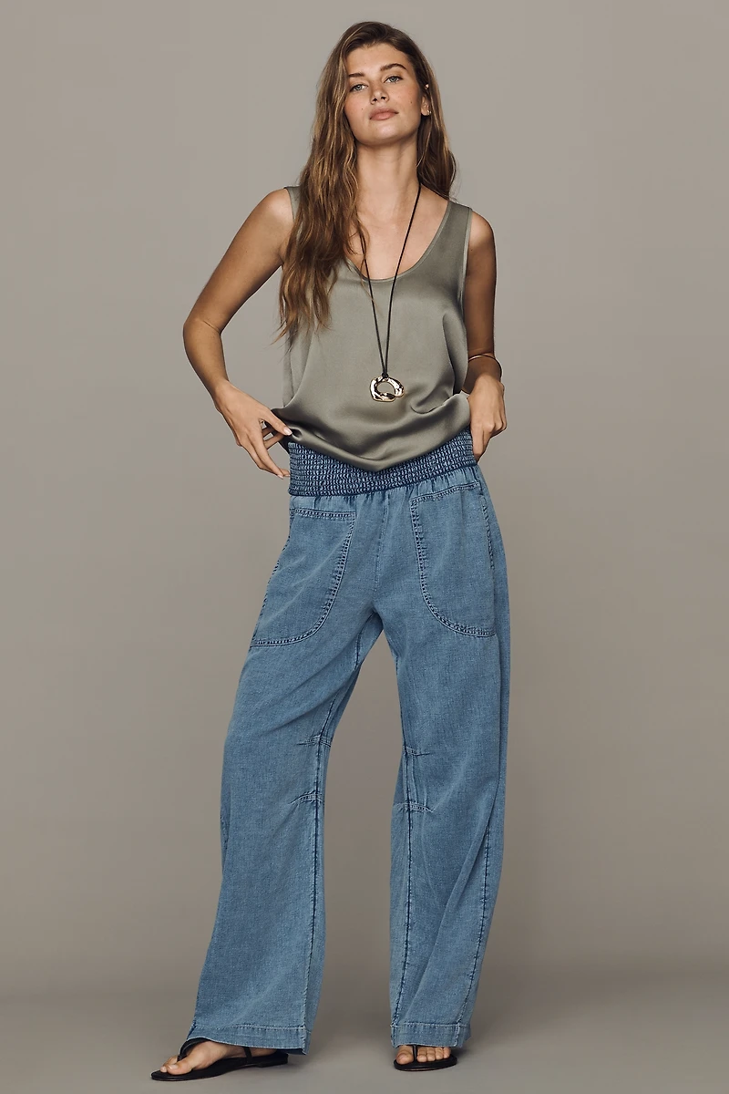 Pilcro Reese Barrel-Leg Jeans Cross-Weave Cotton