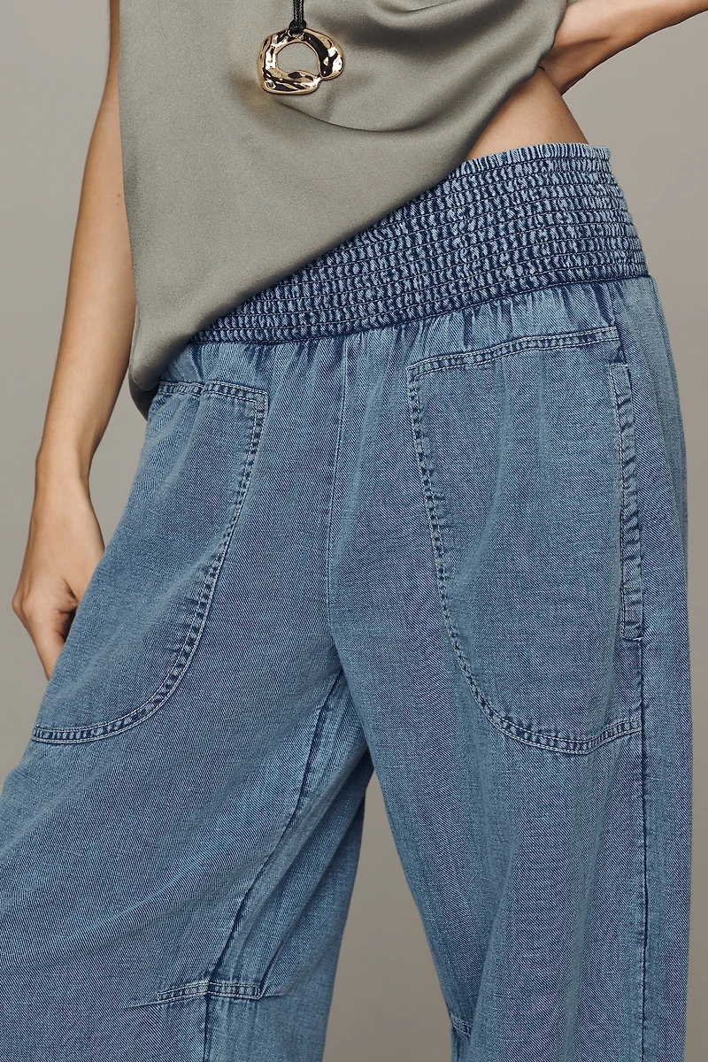 Pilcro Reese Barrel-Leg Jeans Cross-Weave Cotton