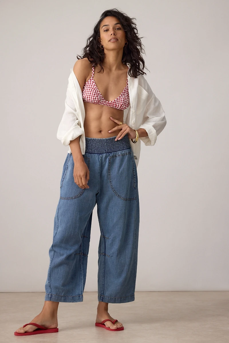 Pilcro Reese Barrel-Leg Jeans Cross-Weave Cotton