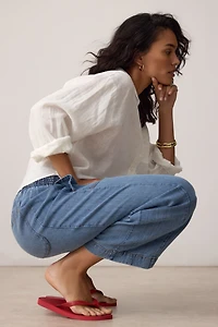 Pilcro Reese Barrel-Leg Jeans Cross-Weave Cotton