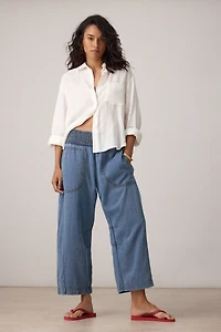 Pilcro Reese Barrel-Leg Jeans Cross-Weave Cotton