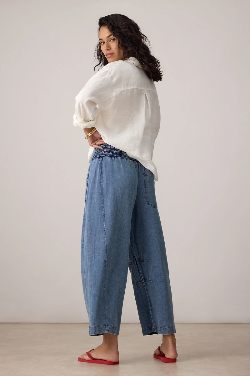 Pilcro Reese Barrel-Leg Jeans Cross-Weave Cotton