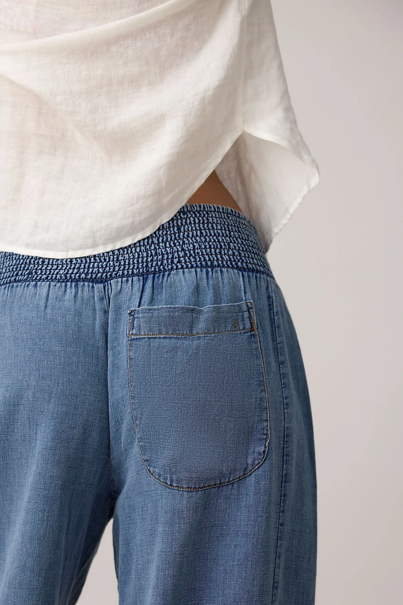 Pilcro Reese Barrel-Leg Jeans Cross-Weave Cotton