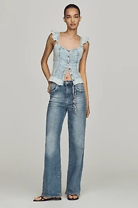 Siempre Scarf High-Rise Wide-Leg Jeans