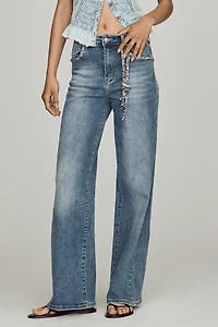 Siempre Scarf High-Rise Wide-Leg Jeans