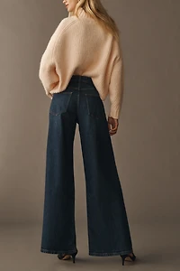 Pilcro Pearl-Embellished Low-Rise Wide-Leg Jeans