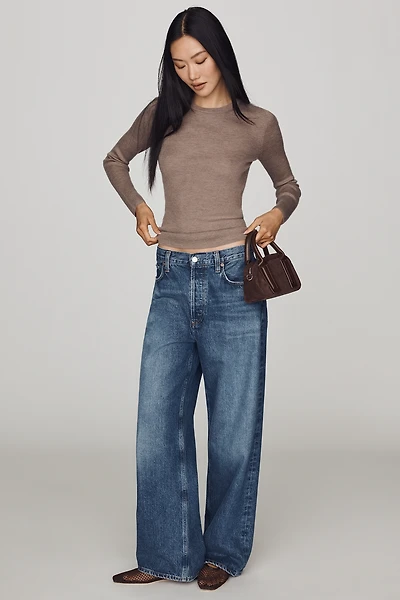 Pilcro Pleated High-Rise Wide-Leg Jeans