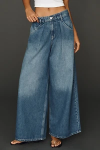Pilcro Pleated High-Rise Wide-Leg Jeans
