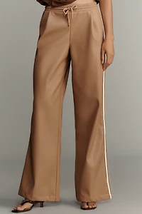 Bishop + Young Faux-Leather Wide-Leg Track Pants