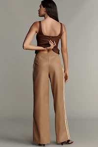 Bishop + Young Faux-Leather Wide-Leg Track Pants