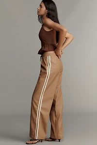 Bishop + Young Faux-Leather Wide-Leg Track Pants