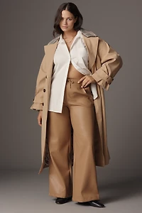 Bishop + Young Faux-Leather Wide-Leg Track Pants