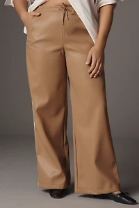 Bishop + Young Faux-Leather Wide-Leg Track Pants