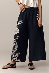 The Somerset Printed-Linen Pull-On Pants