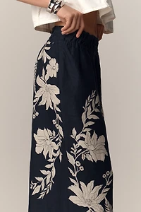 The Somerset Printed-Linen Pull-On Pants