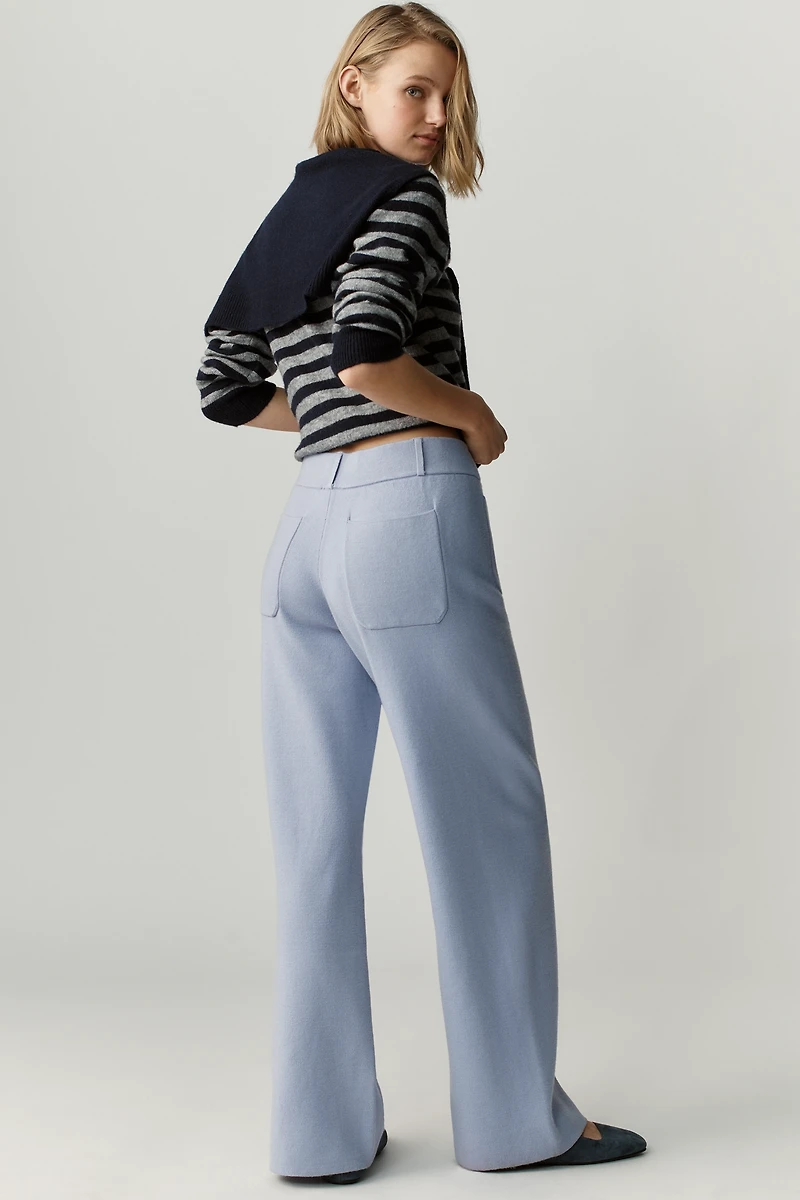 Maeve Colette Sweater Knit High-Rise Wide-Leg Full-Length Pants
