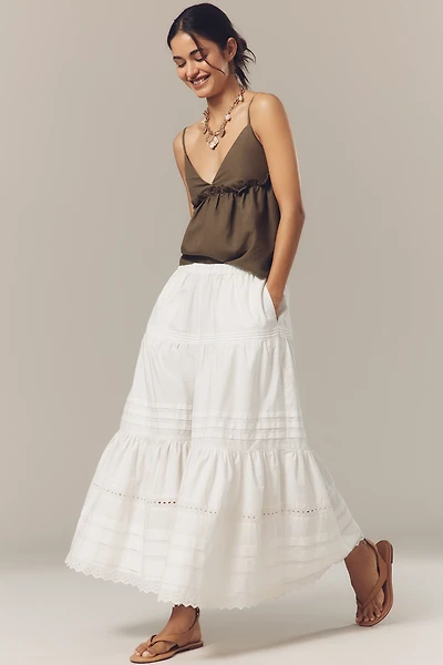 By Anthropologie Lace Petticoat Crop Wide-Leg Pants