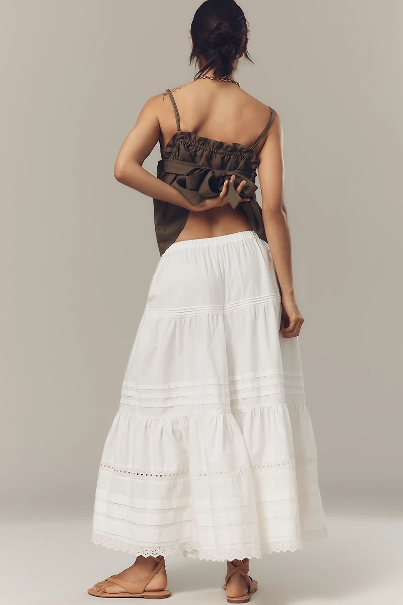 By Anthropologie Lace Petticoat Crop Wide-Leg Pants