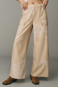 By Anthropologie Floral Printed Wide-Leg Pants