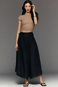 By Anthropologie Linen Blend Skirty Basque Waist Pants