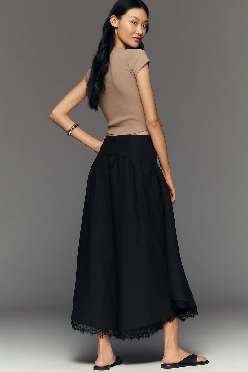 By Anthropologie Linen Blend Skirty Basque Waist Pants