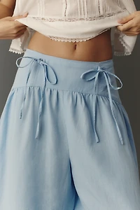 By Anthropologie Linen Blend Skirty Basque Waist Pants