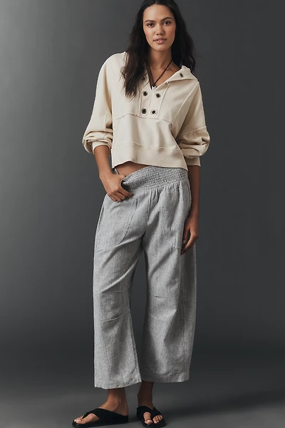 The Reese Linen Cotton Smocked Pull-On Pants