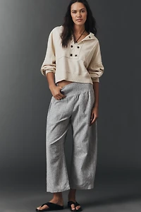 The Reese Linen Cotton Smocked Pull-On Pants