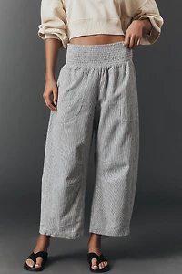 The Reese Linen Cotton Smocked Pull-On Pants