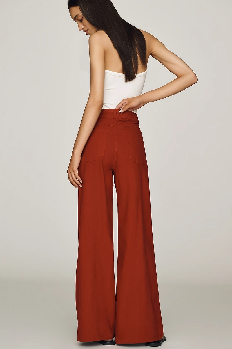 Pilcro Printed Lacework Wide-Leg Pants