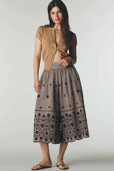 Maeve Skirty Embroidered Culotte Pants