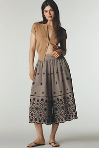 Maeve Skirty Embroidered Culotte Pants