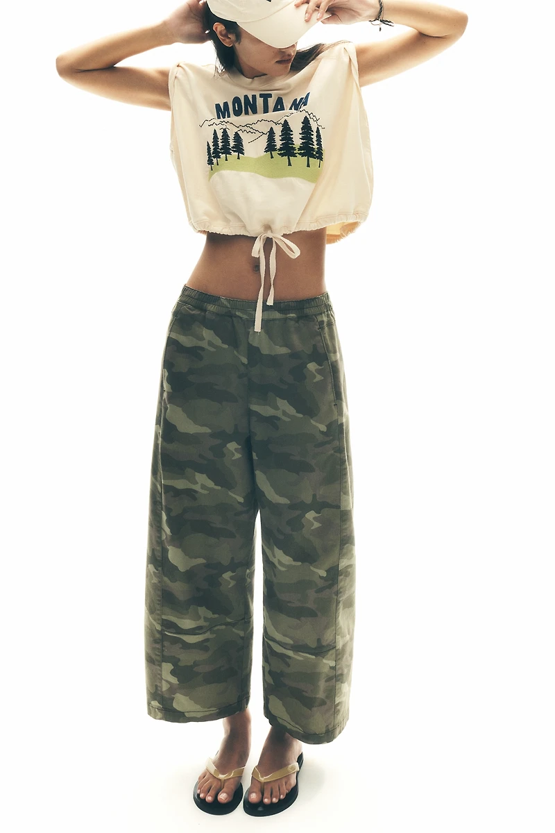 The Izzie Relaxed Pull-On Barrel Pants by Pilcro: Printed Twill Edition