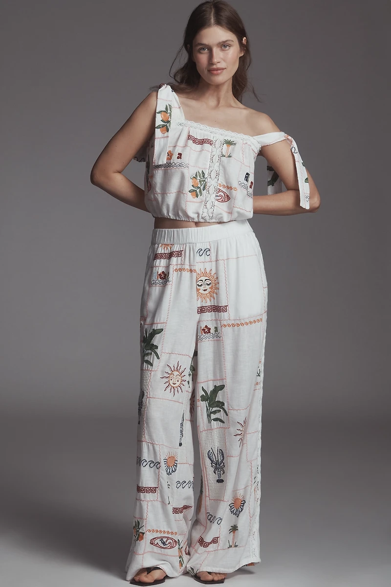 Pilcro Embroidered Patchwork Pants
