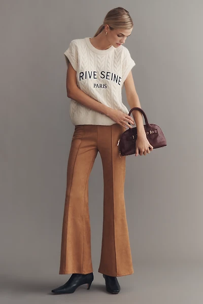 En Elly Faux-Suede Pull-On Flare Pants