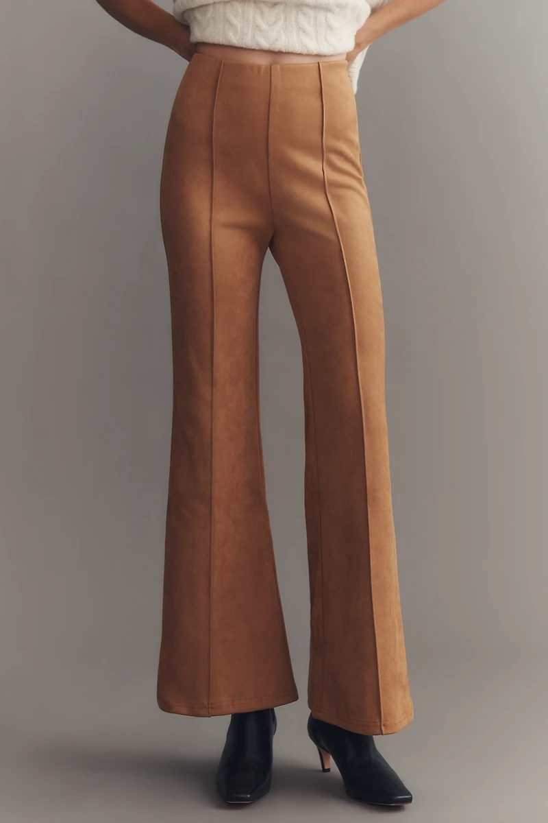 En Elly Faux-Suede Pull-On Flare Pants