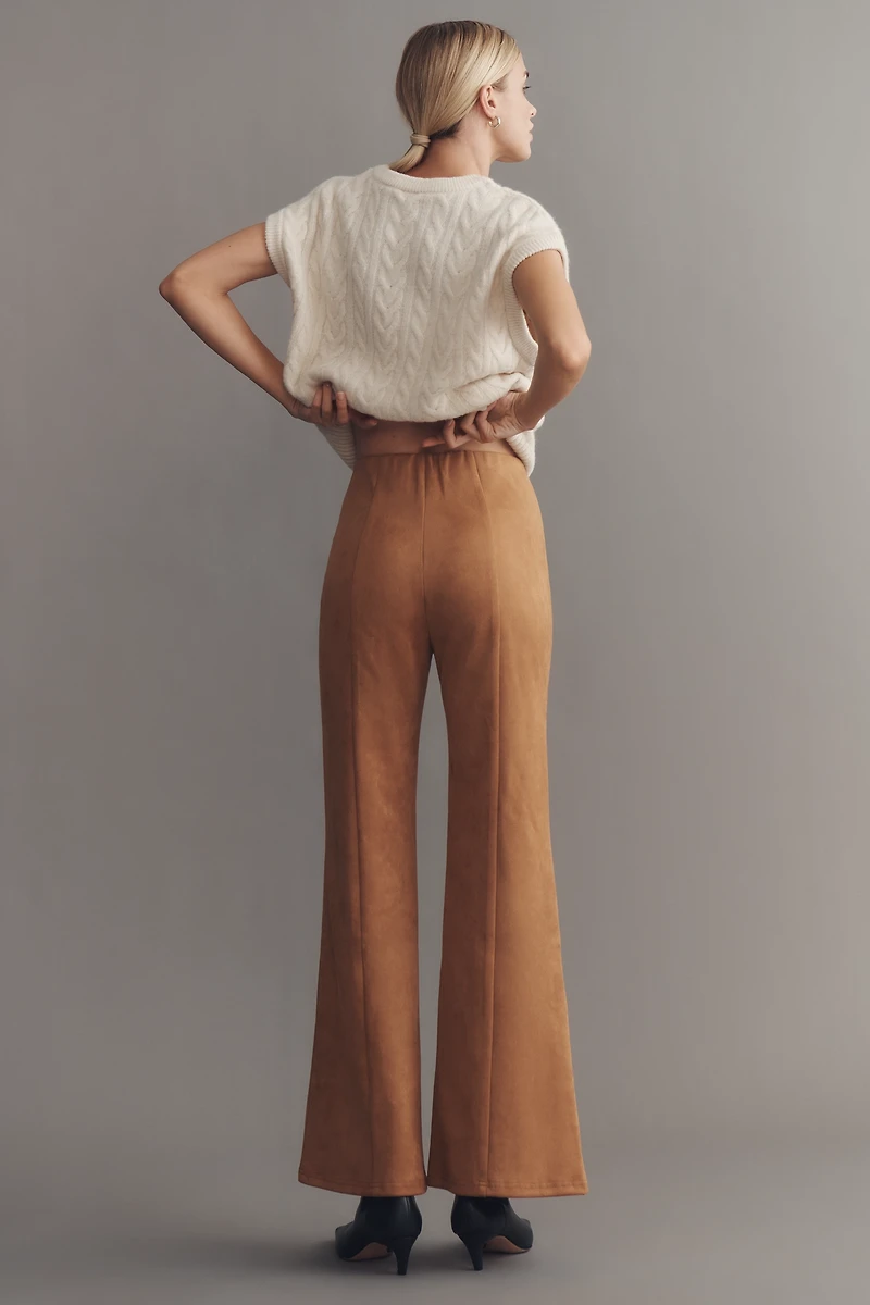 En Elly Faux-Suede Pull-On Flare Pants