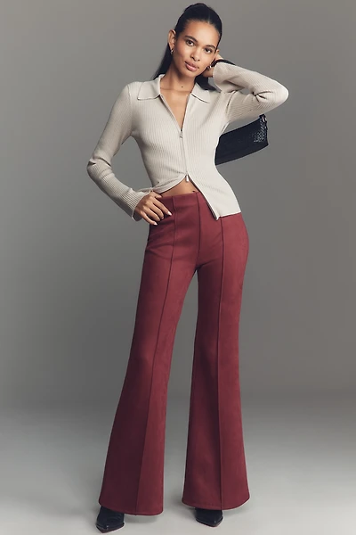 En Elly Faux-Suede Pull-On Flare Pants