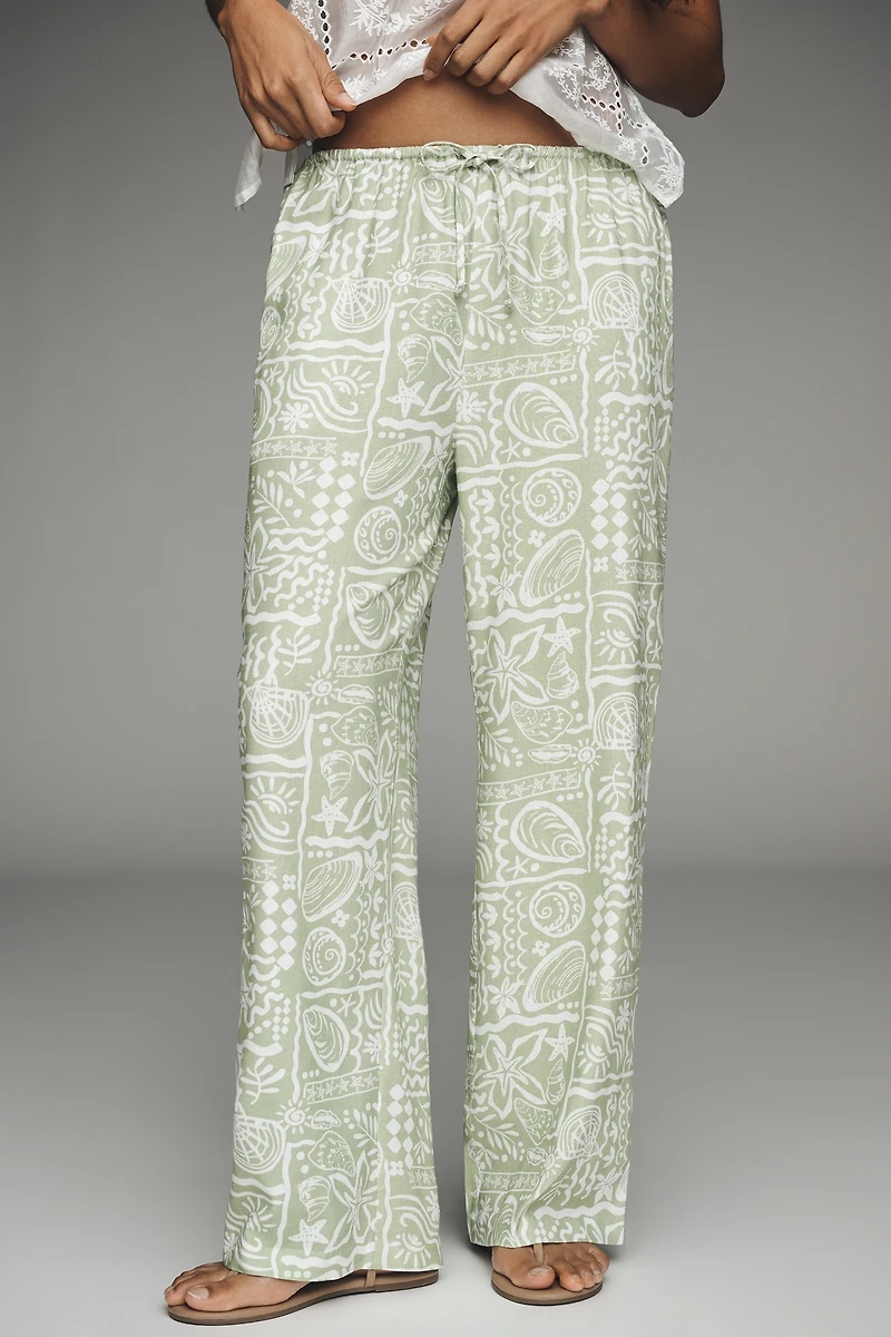 En Elly Patterned Wide-Leg Pull-On Pants