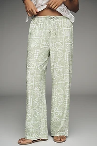 En Elly Patterned Wide-Leg Pull-On Pants