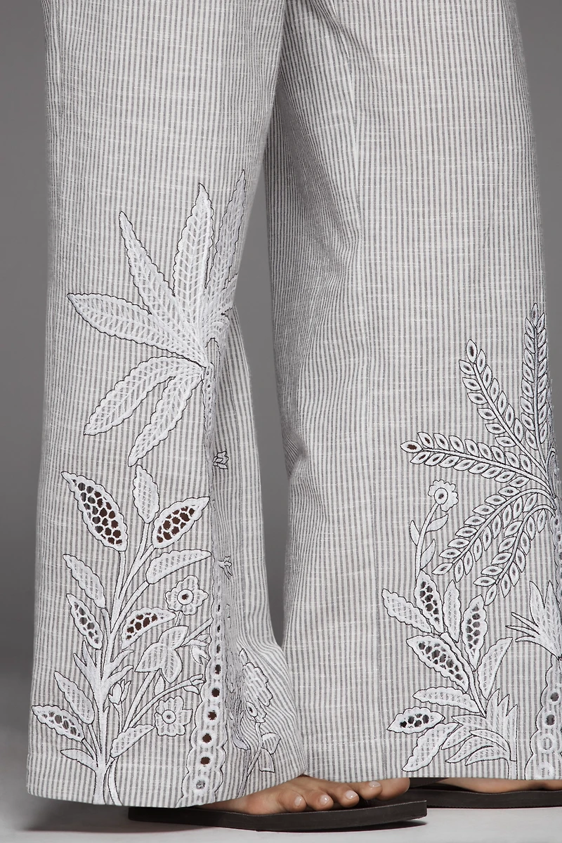 Ranna Gill Striped Embroidered Pants