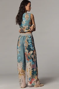 Ranna Gill Linen Blend Printed Pull-On Pants