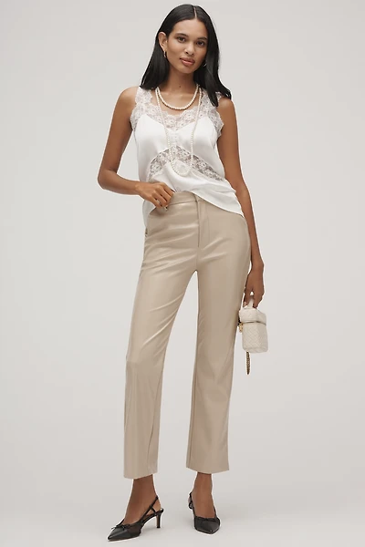 Grey Lab Faux-Leather High-Rise Ankle Pants