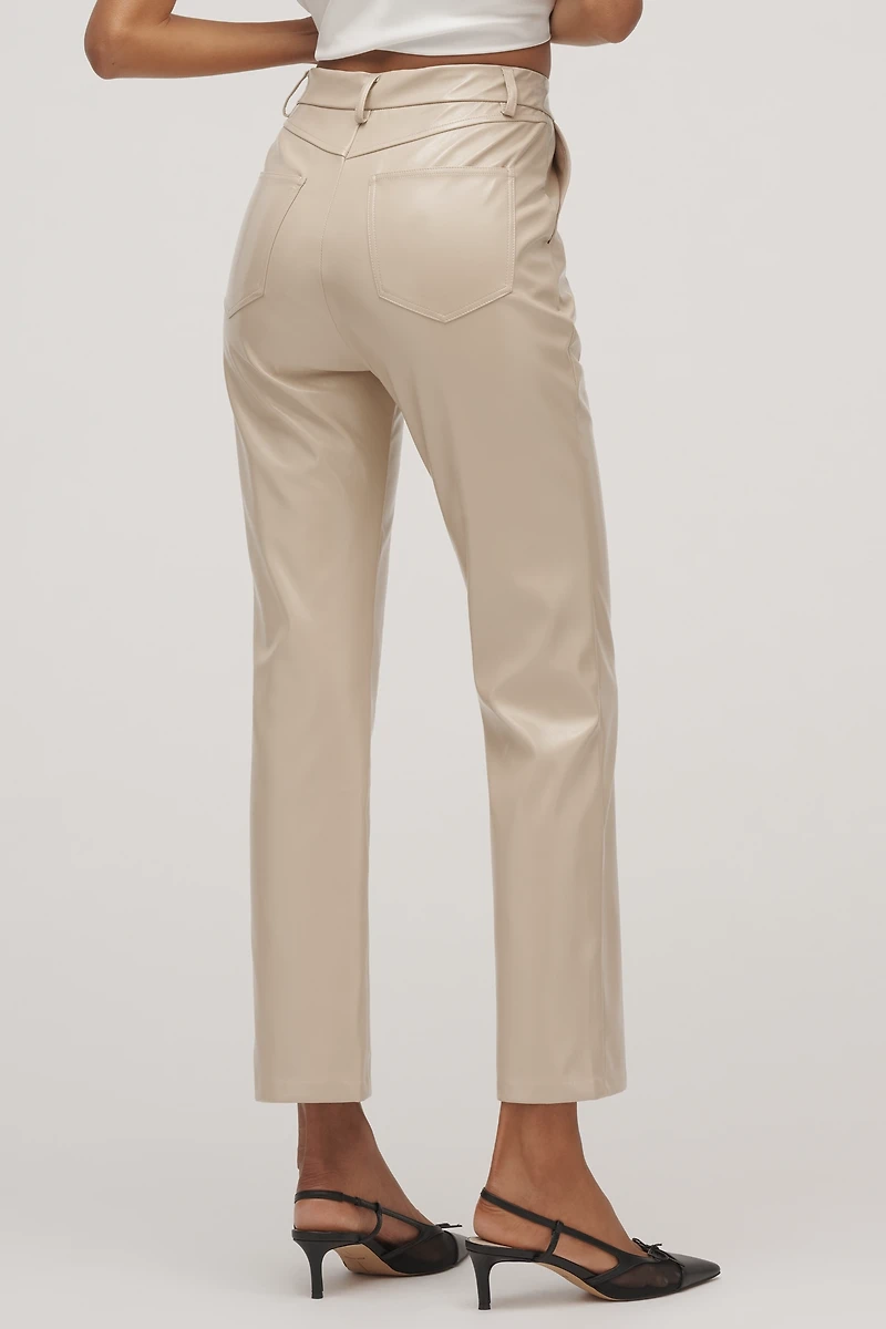 Grey Lab Faux-Leather High-Rise Ankle Pants